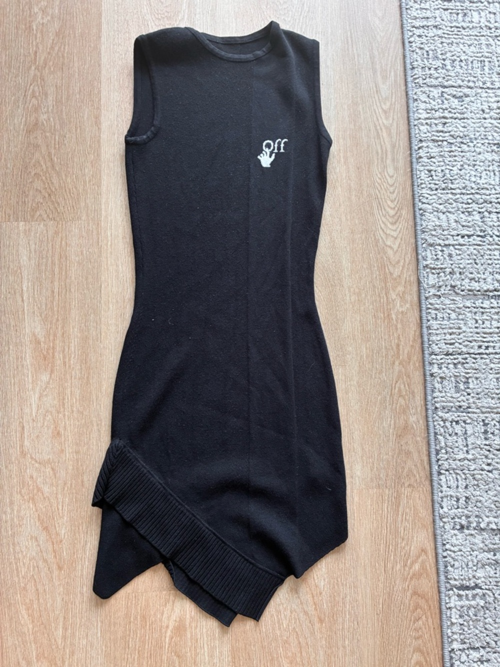 Off-White Black Sleeveless Mini Dress with Logo